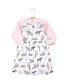 Infant Girl Cotton Dress and Cardigan 2pc Set, Modern Pink Safari