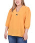 Фото #1 товара Plus Size 3/4 Puff Sleeve Top with Detachable Necklace