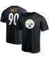 Фото #1 товара Men's T.J. Watt Black Pittsburgh Steelers Player Icon Name and Number T-shirt