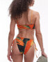 Topshop scoop bikini top in orange papaya print