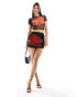 Фото #1 товара Kaiia mesh flower motif mini skirt co-ord in black