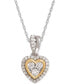 ფოტო #1 პროდუქტის Diamond Mini-Heart Pendant Necklace (1/10 ct. t.w.) in Sterling Silver and 14k Gold
