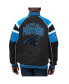 ფოტო #2 პროდუქტის Men's Black Carolina Panthers Faux Suede Raglan Full-Zip Varsity Jacket