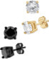 ფოტო #5 პროდუქტის Men's 2-Pc. Set Cubic Zirconia Stud Earrings in Black & Gold-Tone Ion-Plated Sterling Silver