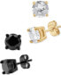 Men's 2-Pc. Set Cubic Zirconia Stud Earrings in Black & Gold-Tone Ion-Plated Sterling Silver