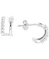 ფოტო #1 პროდუქტის Cubic Zirconia Cuff Hoop Earrings in Sterling Silver