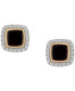 ფოტო #7 პროდუქტის Diamond Black Enamel Square Halo Stud Earrings (1/6 ct. t.w.) in 10k Gold (Also in Red Enamel), Created for Macy's
