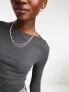 Фото #5 товара New Look scoop hem slash neck top in dark grey