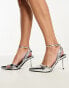 Фото #1 товара Public Desire District court heel in silver mirror with zip detail