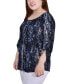 Фото #3 товара Plus Size 3/4 Push Tab Round Neck Henley Top