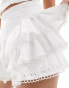 Miss Selfridge broderie ruffle mini shorts in ivory weiß, 34 - фото #3