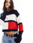 Фото #1 товара Tommy Jeans colour block badge jumper in white - WHITE