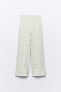 Striped linen blend wide-leg trousers