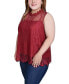 ფოტო #6 პროდუქტის Plus Size Sleeveless Mock Neck Lace Top