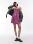 Topshop textured mini chuck on strappy dress in pink check M - фото #1