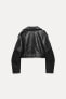 LEATHER EFFECT CROPPED BIKER JACKET