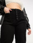 Фото #2 товара DTT Plus Fern staright leg jeans with button front in black