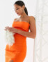 Фото #6 товара Vesper Tall strappy open back midi dress with thigh split in orange