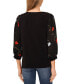 Фото #2 товара Women's 3/4-Sleeve Mixed Media Floral Sleeve Top