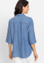 Women's Cotton Linen Shirt with Rolled Sleeve Tab Detail