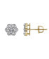 Round Cut Natural Certified Diamond (0.08 cttw) 10k Yellow Gold Earrings Mini Cluster Design