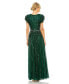 ფოტო #3 პროდუქტის Women's Sequined Wrap Over Ruffled Cap Sleeve Gown