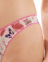 Monki mix and match soft mesh brief in pink and white graphic print multi