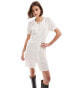 Фото #1 товара Object textured buttondown mini dress in off white