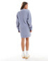 Фото #3 товара ASOS DESIGN graphic mini sweatshirt dress in washed baby blue