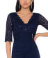 ფოტო #4 პროდუქტის Petite V-Neck Lace-Bodice Gown