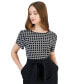 ფოტო #1 პროდუქტის Petite Printed Tulip-Sleeve Knit Top