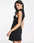 ASOS DESIGN grown on neck mini dress with ruched sides in black