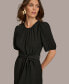 ფოტო #3 პროდუქტის Donna Karan Women's Puff-Sleeve Belted A-Line Dress