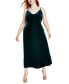 Фото #5 товара Plus Size Velvet Empire-Waist Sleeveless Midi Dress