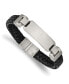 ფოტო #1 პროდუქტის Stainless Steel Brushed Black Leather ID Bracelet