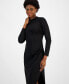 ფოტო #3 პროდუქტის Women's Mock-Neck Asymmetrical-Hem Dress