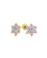 Фото #1 товара Tiny Pink CZ Flower Stud Earrings For Women For Cubic Zirconia Pink 14K Gold Screw back