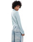 Фото #2 товара Monki long sleeve jersey ruched shirt in light dusty blue