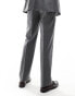 ASOS DESIGN straight flannel wool mix suit trousers in charcoal marl Черный, W34 L32 - фото #4