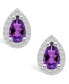 ფოტო #3 პროდუქტის Amethyst (1-3/4 ct. t.w.) and Diamond (1/3 ct. t.w.) Halo Stud Earrings in 14K White Gold