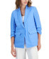 Women's Linen-Blend, One-Button Scrunch Sleeve Blazer