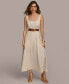 Фото #4 товара Women's Belted Linen-Blend Sleeveless Fit & Flare Dress