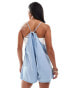 Фото #4 товара Vero Moda Petite square neck chambray playsuit in light blue denim