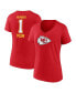 ფოტო #1 პროდუქტის Women's Red Kansas City Chiefs Mother's Day V-Neck T-shirt