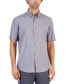 Фото #1 товара Men's Alfatech Geometric Print Stretch Button-Up Short-Sleeve Shirt, Created for Macy's