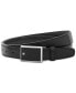 Men's Rectangular Framed Black Saffiano Printed Leather & Stainless Steel Plate Buckle Belt 114421