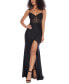 Фото #7 товара Juniors' Strappy Sequinned-Lace Illusion-Corset Maxi Dress