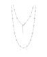 Sterling Silver Bezel-Set CZ & Bead Station Necklace (White, Green, Blue, Or Red)