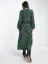 Фото #2 товара New Look floral crinkle midi dress with ruffle detail in green