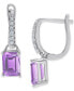 ფოტო #1 პროდუქტის Amethyst (2 ct. t.w.) & Lab-Grown White Sapphire (1/8 ct. t.w.) Leverback Drop Earrings in Sterling Silver